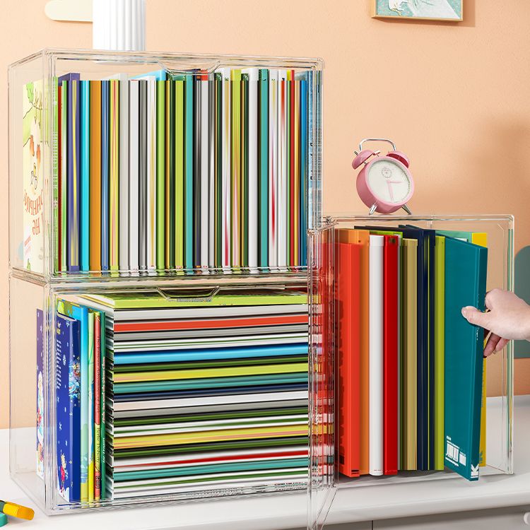 Modern Style Bookshelf Stackable Plastic Bookcase for Home Office