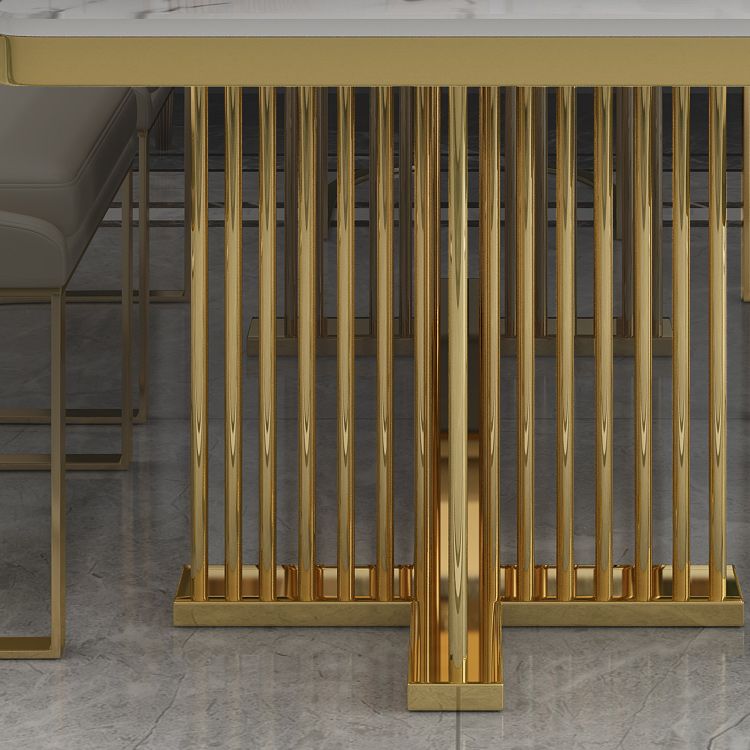 Tavolo da rettangolo di lusso tradizionale tradizionale tavolo da pietra con base piedistallina