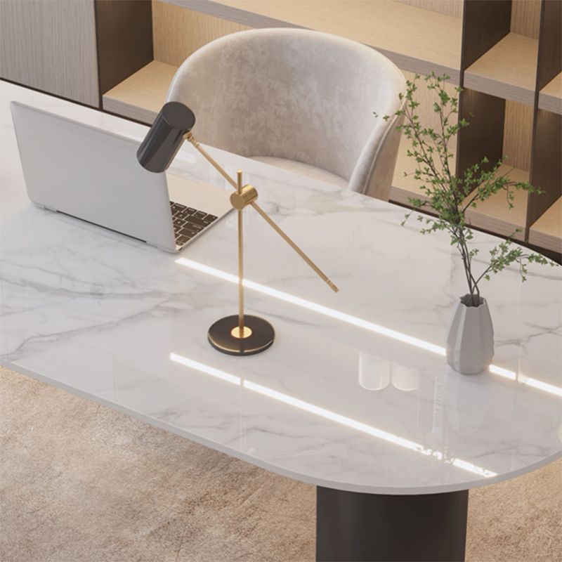 Convertisseur debout piédestal moderne Bureau d'écriture blanc avec des jambes en métal