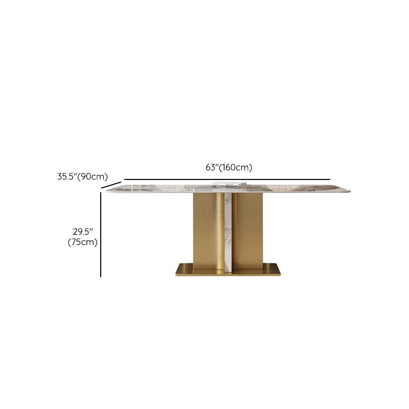 Glam Style Sintered Stone Table Dining Rectangle Table with Metal Legs for Kitchen Clearhalo 'Dining Tables & Seating' 'Dining Tables' 'dining_table' 'furn' 'furn_dining_table' 'Furniture' 'Kitchen & Dining Furniture' 1200x1200_bc46aa71-fcdd-46ea-8ae1-ff196b74ac66