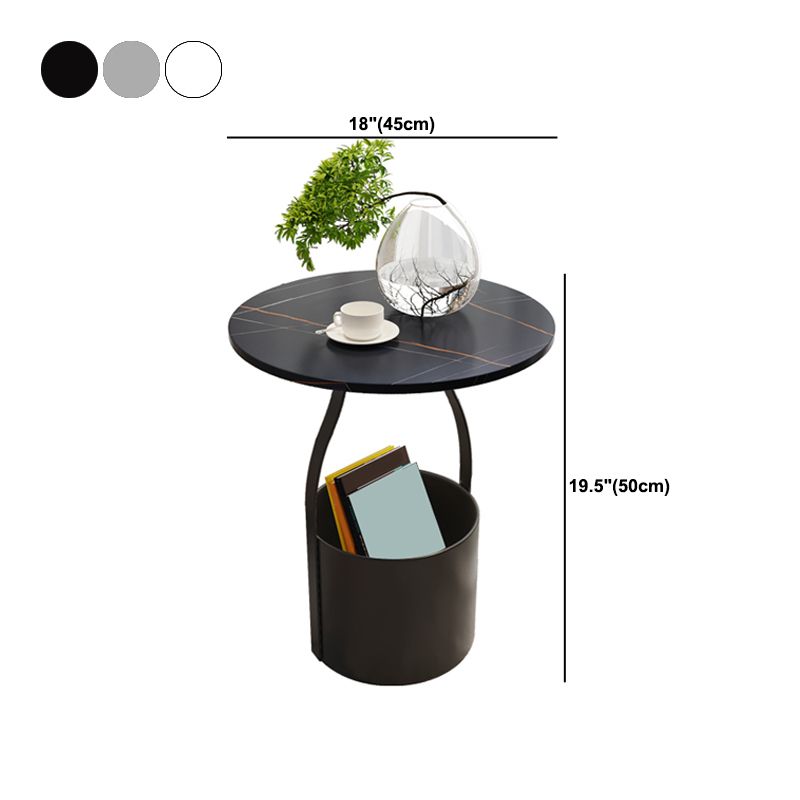 19.6" Tall Modern Round Slate Top Side Table Iron Pedestal End Table Clearhalo 'Coffee & Accent Tables' 'End & Side Tables' 'end_side_tables' 'furn' 'furn_end_side_tables' 'Furniture' 'Living Room Furniture' 1200x1200_bc46aa87-f773-43f8-ae4b-48b89fcde3cd