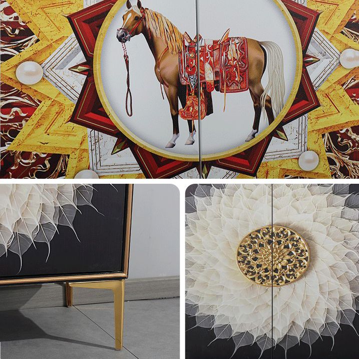 Glam Sideboard Engineered Wood Sideboard with Doors for Living Room Clearhalo 'buffet_sideboard' 'Buffets & Sideboards' 'furn' 'furn_buffet_sideboard' 'Furniture' 'Kitchen & Dining Furniture' 1200x1200_bc47a2f1-25e9-4b97-a5fb-0e4494b02206