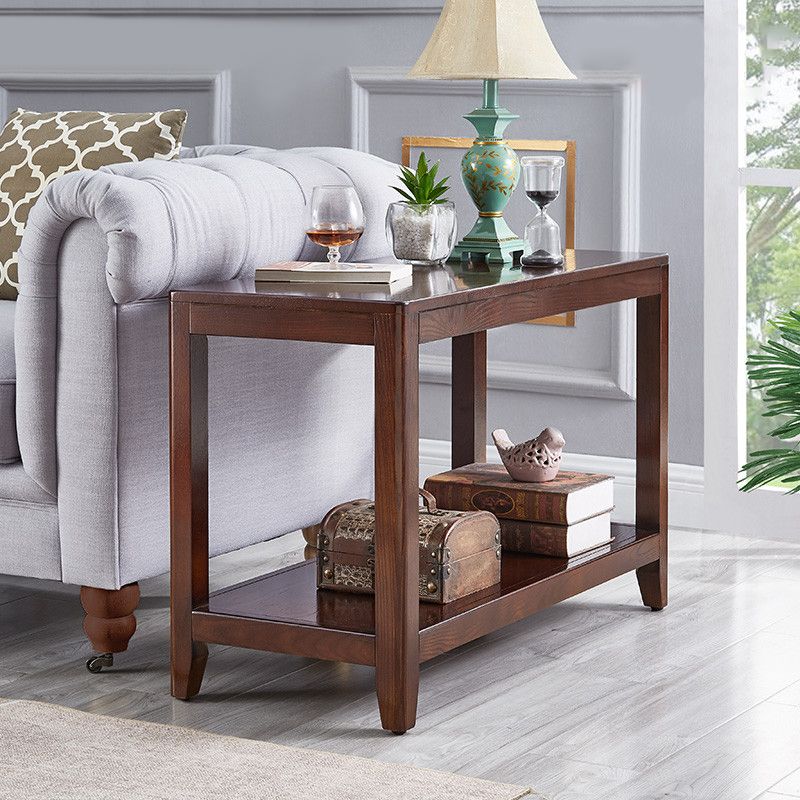 Modern Square 23.62"Tall Oak 4 Legs End Table with Shelf for Living Room Clearhalo 'Coffee & Accent Tables' 'End & Side Tables' 'end_side_table' 'end_side_tables' 'furn' 'furn_end_side_tables' 'Furniture' 'furniture_end_side_table' 'Living Room Furniture' 1200x1200_bc47a7fc-5b7a-4ba2-bff5-2381a8b9b8cd