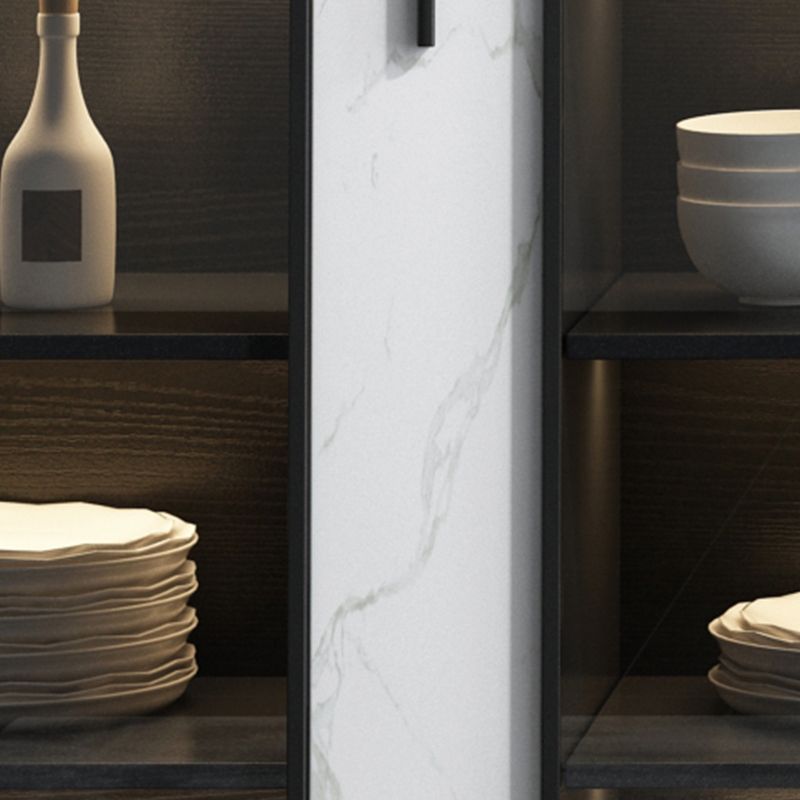 Server contemporaneo con finitura a 2 cassetti con finitura metallica con luci a LED