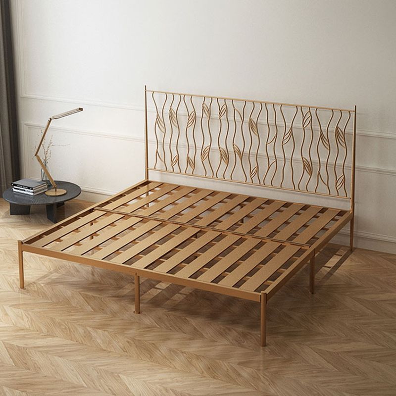 Glam 45" Tall Open-Frame Bed Metallic Bed Frame with Headboard