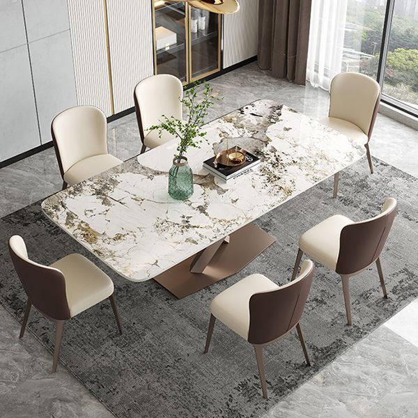 Metal Contemporary Rectangular Dining Table Sintered Stone Table for Dining Room and Kitchen Clearhalo ' dining_table' 'Dining Tables & Seating' 'Dining Tables' 'furn' 'furn_dining_table' 'Furniture' 'furniture_dining_table' 'Kitchen & Dining Furniture' 'kitchen&dining_furn' 'kitchen' 'kitchen_dining_table' 1200x1200_bc4ab51f-71c2-4ab8-85ea-a81b53181cbd