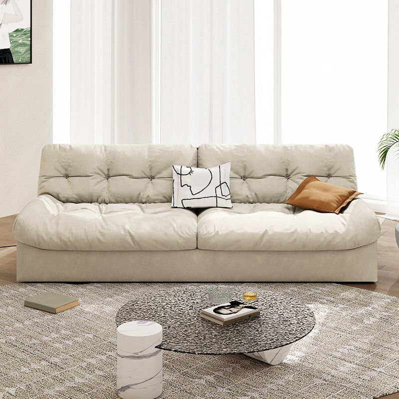 Scandinavian Sofa Bed, Fiber Armless Tufted Back Sleeper Sofa
