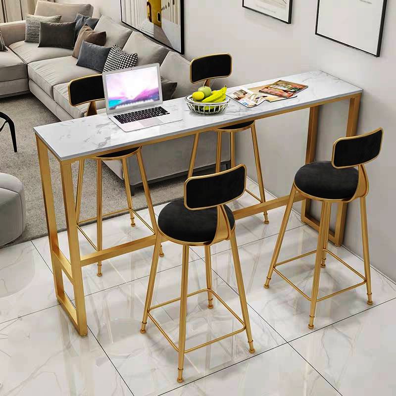 Tavolo da bistrot contemporaneo in pietra top rettangolo tavolo da cocktail bar interno in bianco