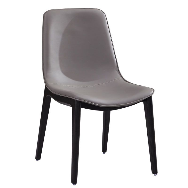 Industrial Home Solid Back Chair Leather Dining Chair with Black Legs Clearhalo ' kitchen&dining_furn' 'Dining Chairs' 'Dining Tables & Seating' 'dining_chair' 'furn' 'furn_dining_chair' 'Furniture' 'furniture_dining_chair' 'Kitchen & Dining Furniture' 'kitchen' 1200x1200_bc5208d9-e0f3-4e82-840e-41fe0491daeb