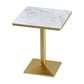 Industrial Wooden White Table for Restaurant Dining Table with Metal Base in Gold