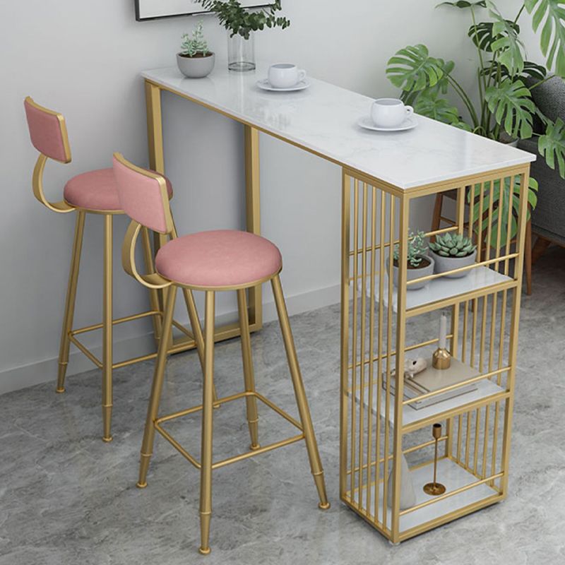 Sgabello da bar con schienale Glam Sgabello da pranzo in metallo dorato con cuscino