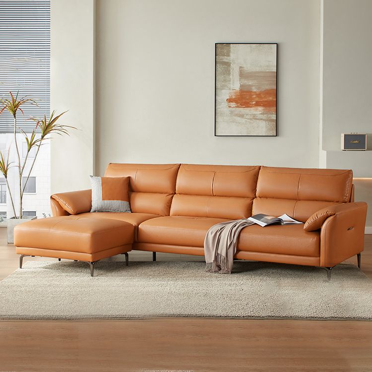 34"H Mission Craftsman Sectional Sofa Genuine Leather Sleeper Sectional Clearhalo 'furn' 'furn_sectionals' 'Furniture' 'Living Room Furniture' 'Sectionals' 1200x1200_bc568472-448f-4efd-9022-94e27b2fbca2