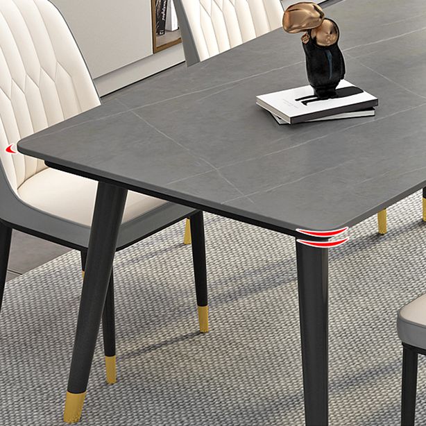 Sintered Stone Dining Table Industrial Style Black 4 Legs Base Rectangle Table for Home Clearhalo ' dining_table' 'Dining Tables & Seating' 'Dining Tables' 'furn' 'furn_dining_table' 'Furniture' 'furniture_dining_table' 'Kitchen & Dining Furniture' 'kitchen&dining_furn' 'kitchen' 'kitchen_dining_table' 1200x1200_bc56a057-fabe-4584-8520-b2fc84824230