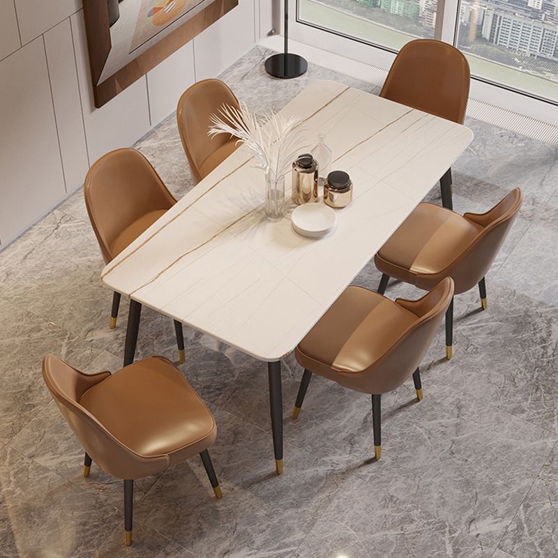 Rectangle Black Base Dining Table Modern Stone Table for Living Room Clearhalo 'Dining Tables & Seating' 'Dining Tables' 'dining_table' 'furn' 'furn_dining_table' 'Furniture' 'Kitchen & Dining Furniture' 1200x1200_bc56fca8-75db-47c5-a35b-24ac01c2e08e