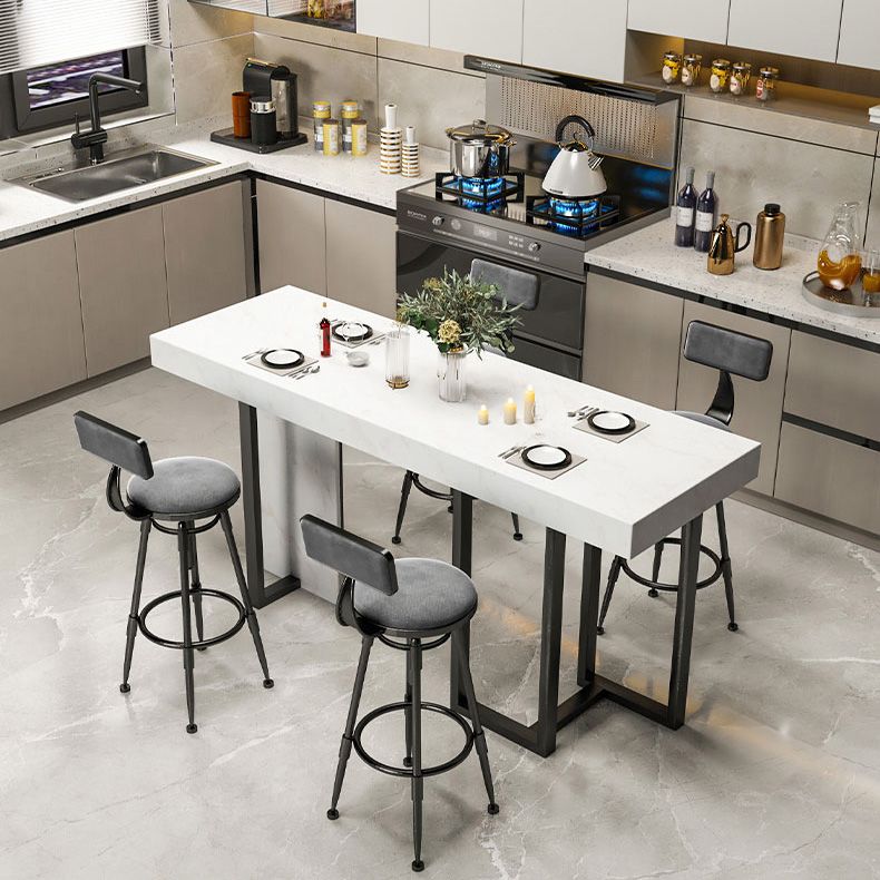 Rectangle Faux Marble Top Bar Table Industrial Counter Height Table with Double Pedestal Clearhalo 'Bar Furniture' 'Bar Tables' 'bar_tables' 'furn' 'furn_bar_tables' 'Furniture' 'Kitchen & Dining Furniture' 1200x1200_bc58d344-bb10-41a6-b337-010abecfd671