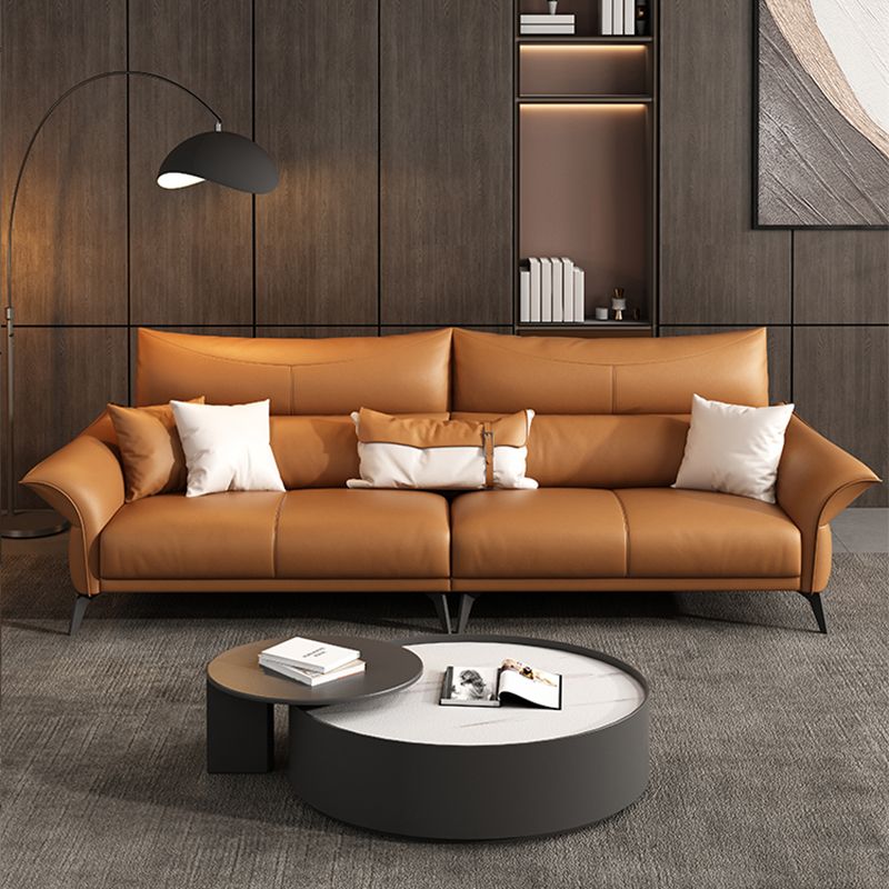 Cuscino cucito contemporaneo posteriore standard braccio svasato divano in pelle genuina