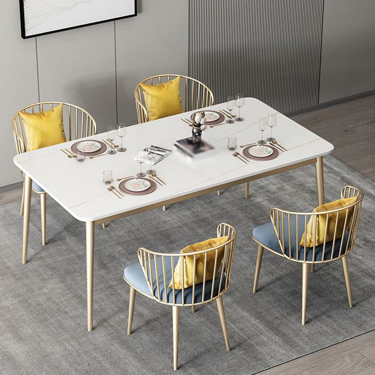 1/5/7 Pcs Metal Glam Dining Table Set with Rectangle Table Dinette Set Clearhalo 'Dining Room Sets' 'Dining Tables & Seating' 'dining_room_set' 'furn' 'furn_dining_room_set' 'Furniture' 'furniture_dining_room_set' 'Kitchen & Dining Furniture' 'kitchen&dining_furn' 'kitchen' 1200x1200_bc5942bc-91ca-4405-8c34-132699571eac