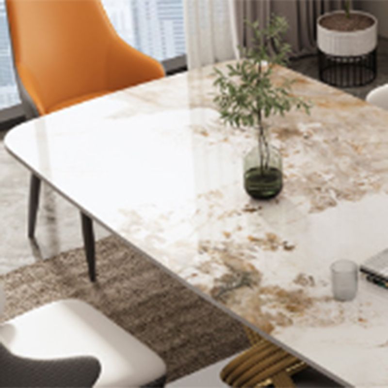 Table de salle à manger en pierre rectangulaire de Table de dinette de Style Glam pour la maison