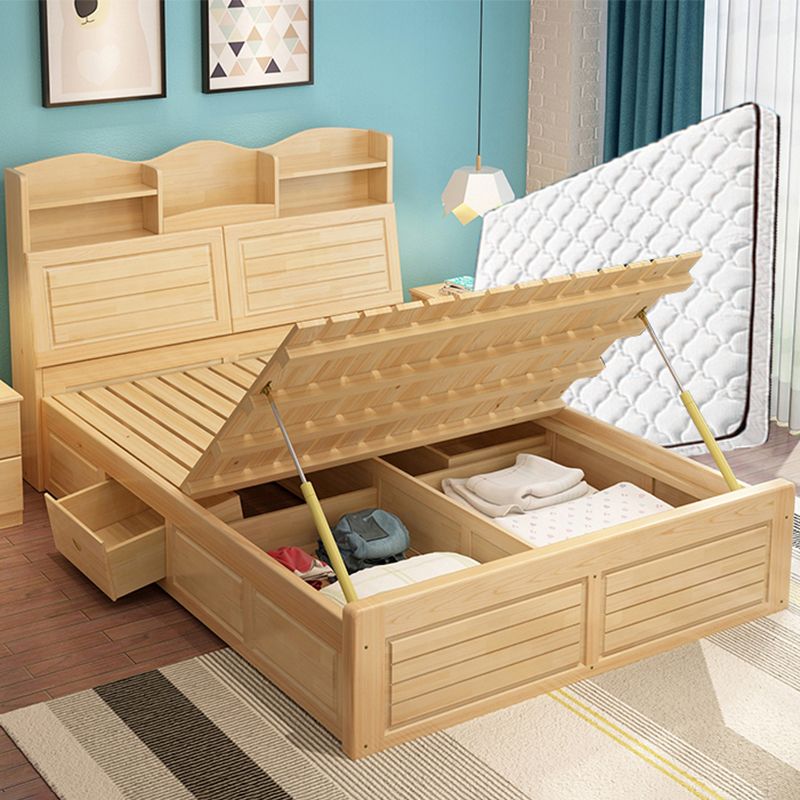 Modern Solid Wood Bed Frame Headboard Standard Bed with Storage Clearhalo 'Bedroom Furniture' 'Beds' 'furn' 'furn_beds' 'Furniture' 1200x1200_bc5af117-5dc2-45f6-a05a-0cd580ca4c07
