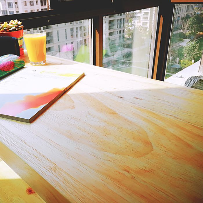 Tavolo da bistrot top in legno rettangolo tavolo da pub moderno con base metallica