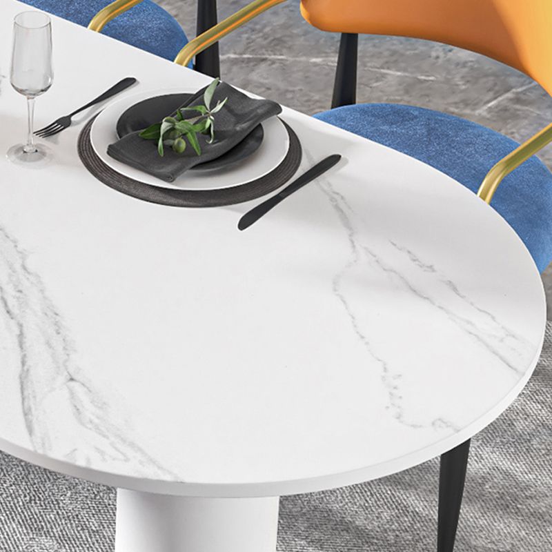 Modern Simple Stone Table for Restaurant Oval Table with White Legs Clearhalo 'Dining Tables & Seating' 'Dining Tables' 'dining_table' 'furn' 'furn_dining_table' 'Furniture' 'Kitchen & Dining Furniture' 1200x1200_bc5c4f9a-9b00-4d29-bd42-2524e88b7c3d