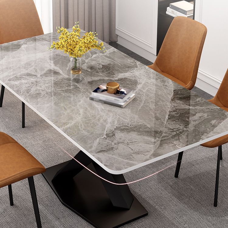 Modern Grey Sintered Stone Table Set of 5/7 with Rectangle Table Dining Set with PU Leather Chairs Clearhalo 'Dining Room Sets' 'Dining Tables & Seating' 'dining_room_set' 'furn' 'furn_dining_room_set' 'Furniture' 'furniture_dining_room_set' 'Kitchen & Dining Furniture' 'kitchen&dining_furn' 'kitchen' 1200x1200_bc5e45ac-c38f-4830-ae23-2fb0e8a58dbf