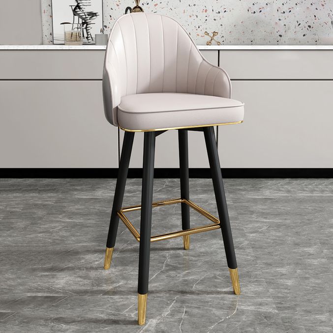 Modern Armless Backrest Counter Stool Steel Cashier Bar Stool with Leather Cushion Clearhalo 'Bar Furniture' 'Bar Stools' 'bar_stools' 'furn' 'furn_bar_stools' 'furniture_bar_stools' 'Kitchen & Dining Furniture' 'kitchen&dining_furn' 'kitchen' 'kitchen_furn' Furniture' 1200x1200_bc63d089-2202-4e9f-b95b-7fe03563aefa