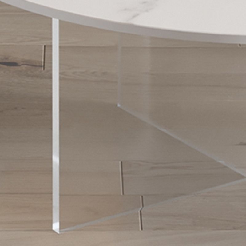 Table de cocktail en ardoise et acrylique Table basse ronde blanche moderne