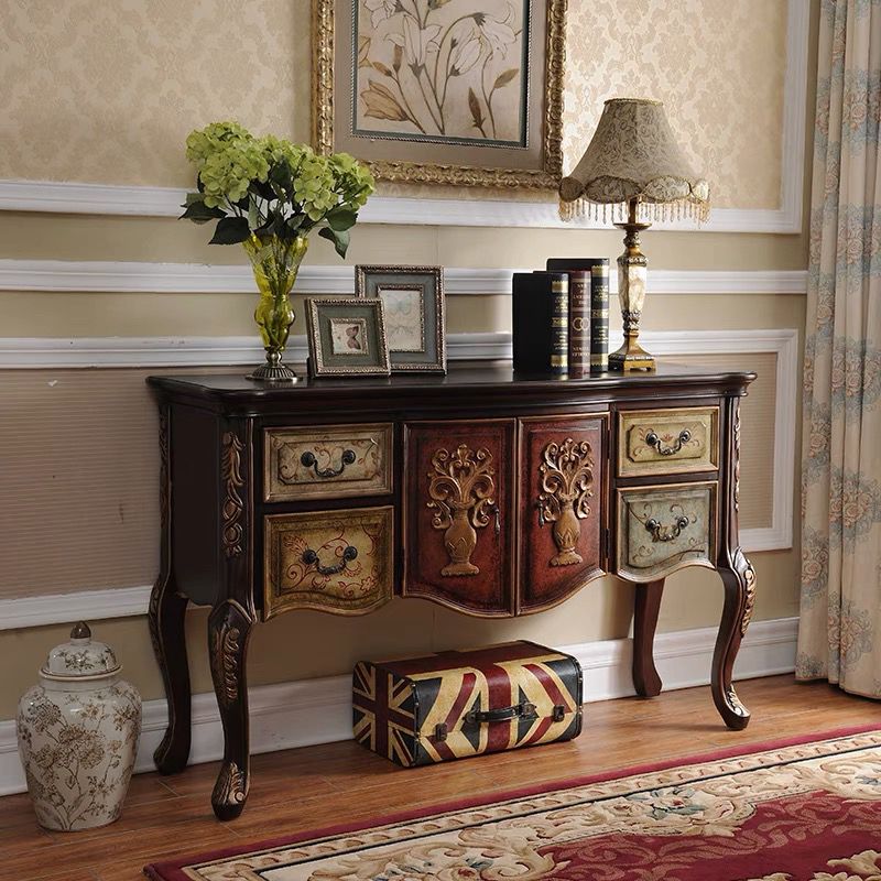 French Country Wooden Console Table Rectangle Console Sofa Table for Hall Clearhalo 'Console Tables' 'console_tables' 'Entry & Mudroom Furniture' 'furn' 'furn_console_tables' 'Furniture' 1200x1200_bc651394-0fe8-40de-bfc8-5a4ae44e8dbf