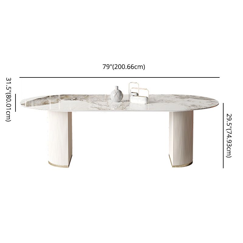 Modern Sintered Stone Dining Room Set with Rectangle Top and White Base Furniture Clearhalo 'Dining Room Sets' 'Dining Tables & Seating' 'dining_room_set' 'furn' 'furn_dining_room_set' 'Furniture' 'furniture_dining_room_set' 'Kitchen & Dining Furniture' 'kitchen&dining_furn' 'kitchen' 1200x1200_bc680460-2b66-4695-9c0f-91a611d3c4d3