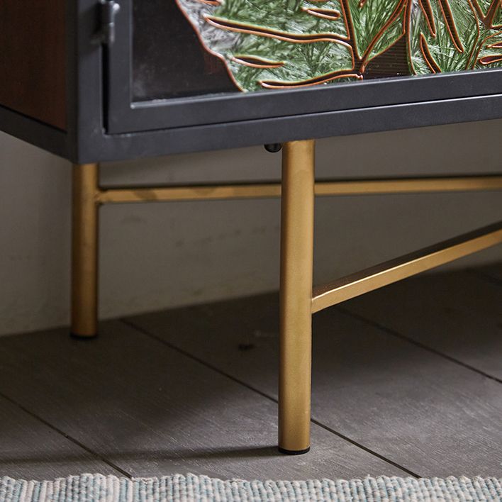 Tradizionale mobile in legno in porcellana in vetro con porte con porte