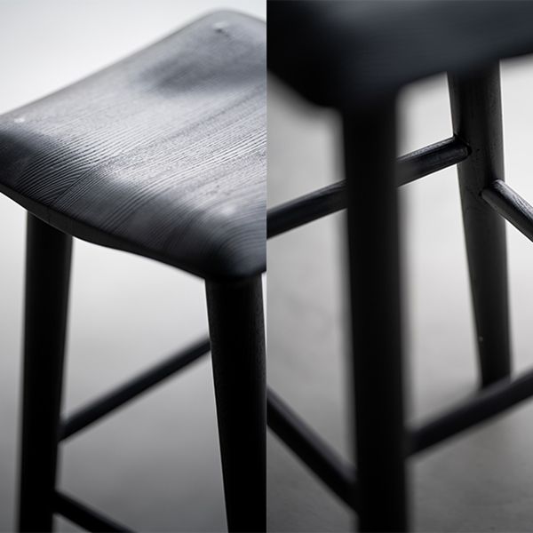 Contemporary Ash Solid Wood Backless Bar Stool with Footrest