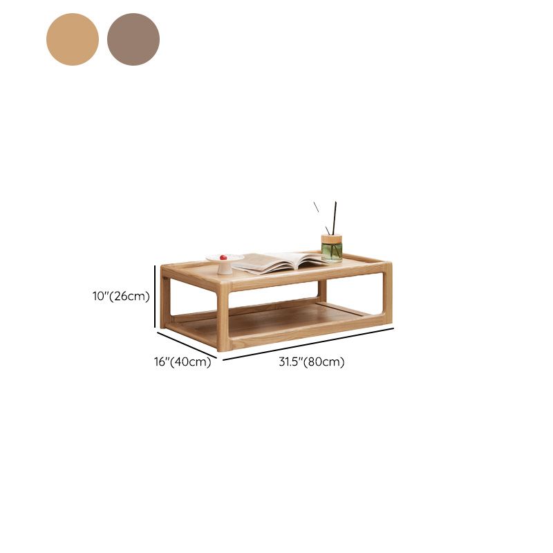 Rectangle Solid Wood Bedroom Modern Coffee Table with Storage Shelf
