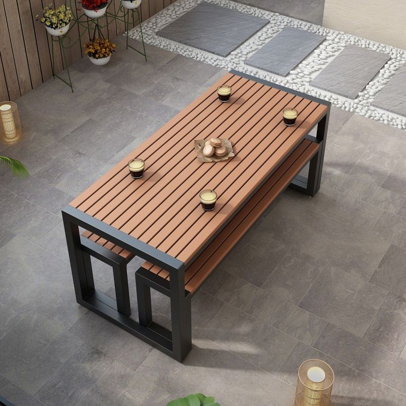 Industrieel 1/3/5 stukken Dinerset rechthoekige houten eettafel voor binnenplaats