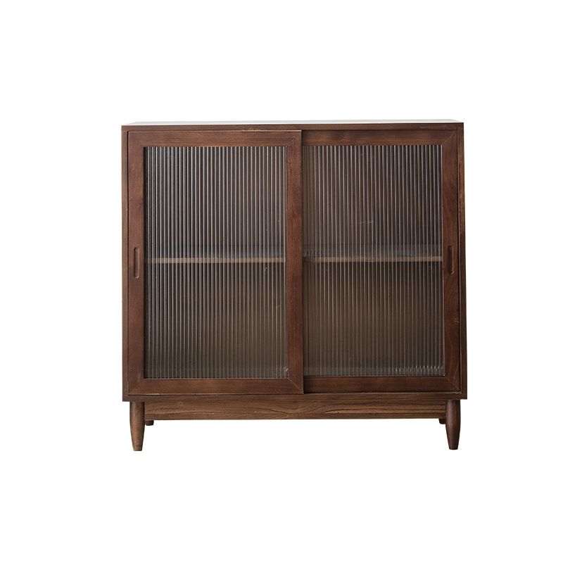 ガラスドアの松の木のキャビネットを備えた中世の近代的なキャビネット