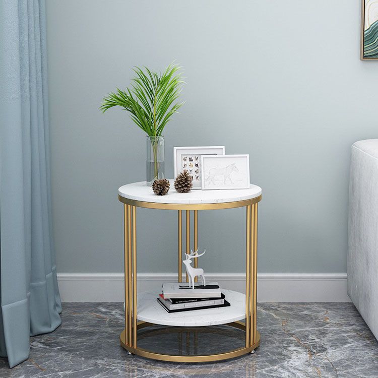 21.65 "背の高い現代的なサイドエンドテーブルメタルフレームラウンドソファサイドアクセントテーブル