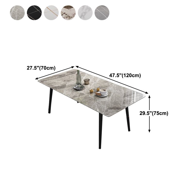 Industrial Style Dining Table Rectangle Sintered Stone 4 Legs Table with Black Frame Clearhalo ' dining_table' 'Dining Tables & Seating' 'Dining Tables' 'furn' 'furn_dining_table' 'Furniture' 'furniture_dining_table' 'Kitchen & Dining Furniture' 'kitchen&dining_furn' 'kitchen' 'kitchen_dining_table' 1200x1200_bc6ad7ac-1550-4bda-aa92-cea981a9cc0a