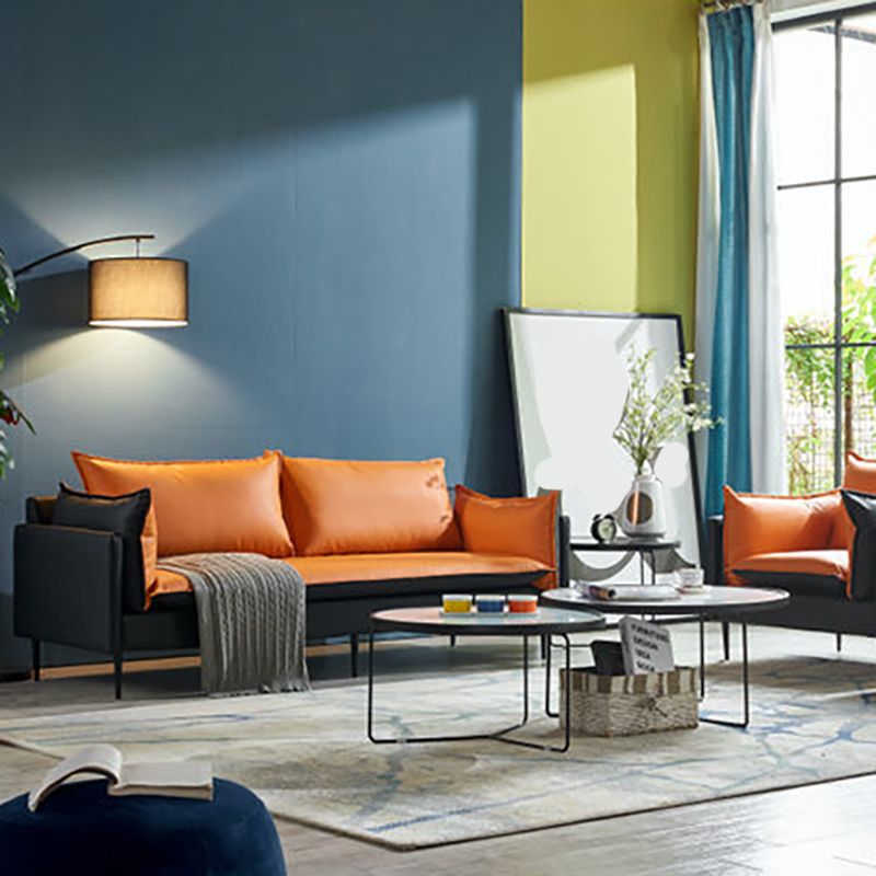 Modern Style Square Armrest Sponge Cushion Wear Resistant Napa Leather Sofa Clearhalo 'furn' 'furn_sofas' 'Furniture' 'furniture_sofas' 'kitchen' 'kitchen_sofas' 'Living Room Furniture' 'Sofa' 'sofas' 1200x1200_bc70498a-bdaa-4412-9d89-4d248043dda5