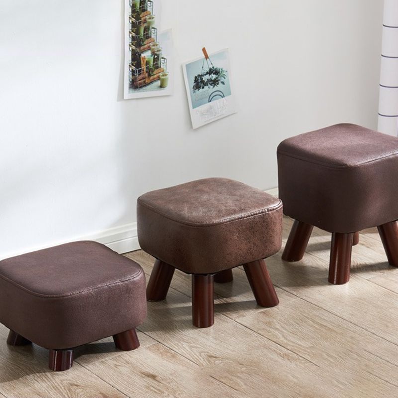 Mid-Century Modern Pouf Ottoman PU Leather Upholstered Solid Color Square Ottoman Clearhalo 'furn' 'furn_ottomans_poufs' 'Furniture' 'Living Room Furniture' 'Ottomans & Poufs' 'ottomans_poufs' 1200x1200_bc72a2c1-1ad8-4d17-8cfd-be88c4dad9cf
