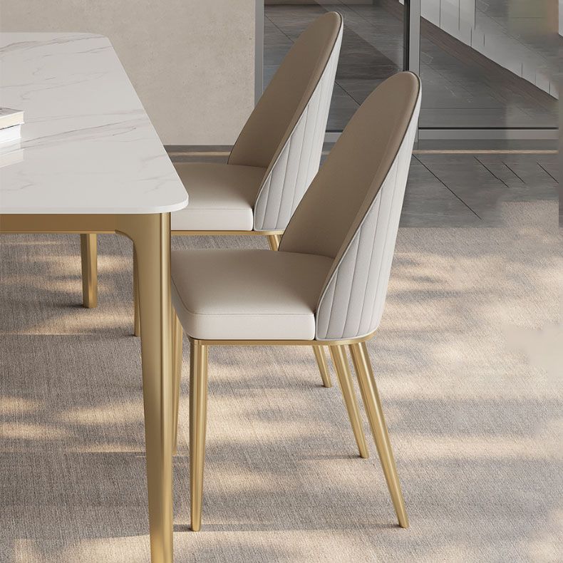 Glam -eetkamer zijstoel metalen benen Parsons Dining Armloze stoel