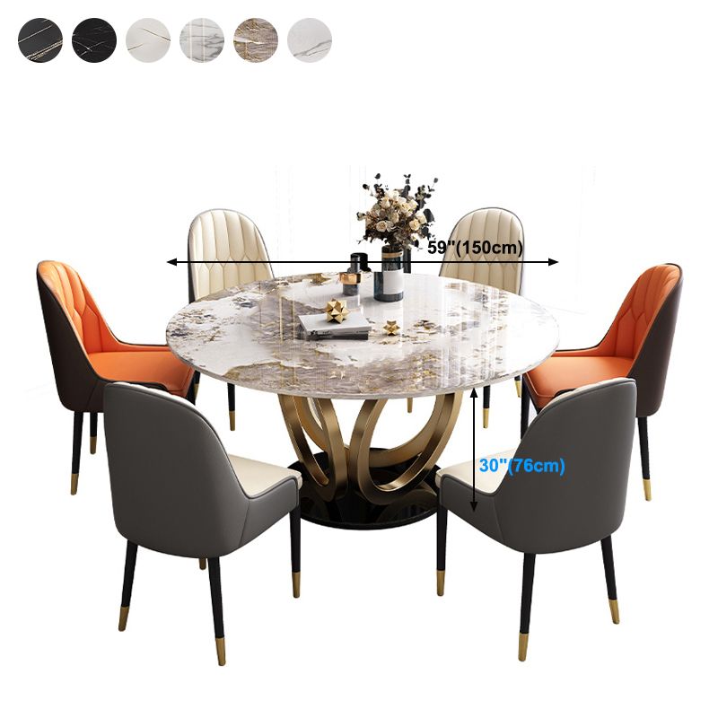 Glam Restaurant Sintered Stone Table Round Pedestal Dining Table Clearhalo 'Dining Tables & Seating' 'Dining Tables' 'dining_table' 'furn' 'furn_dining_table' 'Furniture' 'furniture_dining_table' 'Kitchen & Dining Furniture' 'kitchen' 'kitchen_dining_table' 1200x1200_bc73ab3c-6251-424b-a3b9-83db7c8db26a