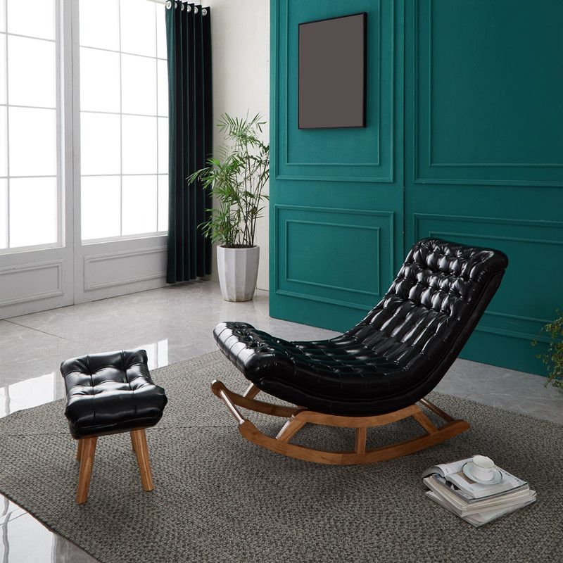 Chaise de chaise chaise intérieure de loisirs en bois moderne chaise à bascule rembourrée