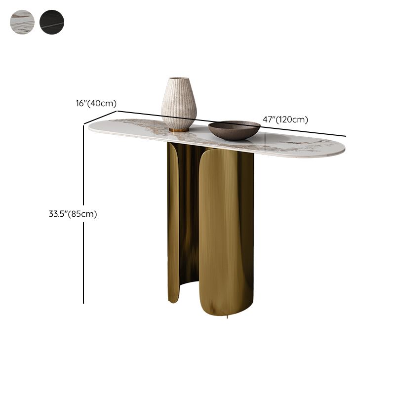 Tavolo da console glam largo 16 pollici tavolo di accento di pietra ovale per Hall