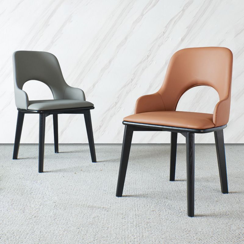 Eigentijdse open achterste eetstoelen armloze zijstoelen met houten benen voor keuken