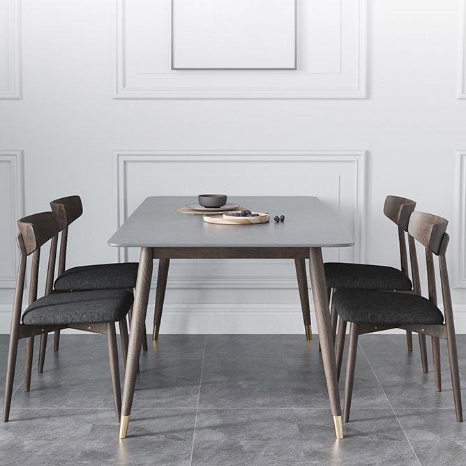 Modern Sintered Stone Top Kitchen Dining Table Rectangle Gray Dining Table with 4 Legs Base Clearhalo ' dining_table' 'Dining Tables & Seating' 'Dining Tables' 'furn' 'furn_dining_table' 'Furniture' 'furniture_dining_table' 'Kitchen & Dining Furniture' 'kitchen&dining_furn' 'kitchen' 'kitchen_dining_table' 1200x1200_bc7c6003-5142-4dfd-8326-c4cd0255892f