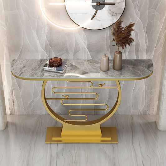 Console resistente al graffio di marmo di mezza luna/metallo per la sala