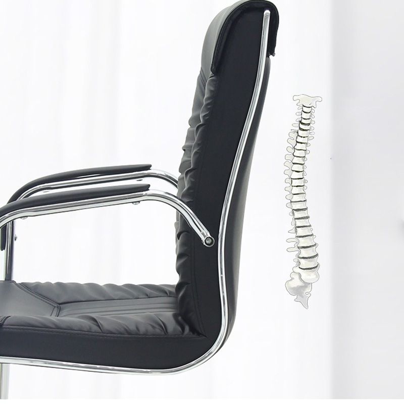 Moderner Bürostuhl aus Leder mit fester Armlehne aus Stahl für das Heimbüro