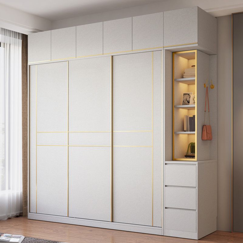 White Modern Style Wardrobe Cabinet Engineered Wood Wardrobe with Clothing Rod Clearhalo 'Armoires & Wardrobes' 'armoires_wardrobes' 'Bedroom Furniture' 'furn' 'furn_armoires_wardrobes' 'Furniture' 1200x1200_bc7e1c2f-d5fc-4adb-b7cf-ad389d50ab13