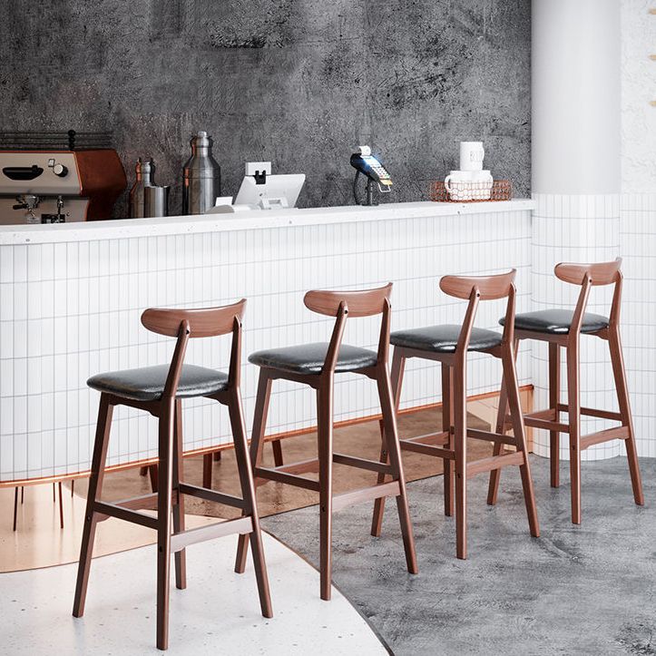Scandinavian Restaurant Rubberwood Stool Matte Finish Upholstered Bar Stools Clearhalo 'Bar Furniture' 'Bar Stools' 'bar_stools' 'furn' 'furn_bar_stools' 'Furniture' 'furniture_bar_stools' 'Kitchen & Dining Furniture' 1200x1200_bc7e239e-8458-4f92-b511-1ecb18ee4cf2