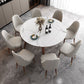 Modern Style Round Dining Table White Sintered Stone Drop-Leaf Dining Table for Home Use Clearhalo ' dining_table' 'Dining Tables & Seating' 'Dining Tables' 'furn' 'furn_dining_table' 'Furniture' 'furniture_dining_table' 'Kitchen & Dining Furniture' 'kitchen&dining_furn' 'kitchen' 'kitchen_dining_table' 1200x1200_bc7fc635-bcb3-4aac-b017-0a7bcb74ae73